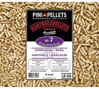 PINI Granulés de bois dur № 7 pour barbecue, pizza, four, basilic, 1,5 kg