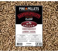 PINI Grillpellets № 8 cerise 1,5 kg BBQ pellets de bois dur pour griller, fumer et fumiger