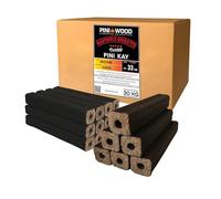 PINI Kay Briquettes de bois de chêne 33 cm de long carrées avec trou de tirage 30 kg Briquettes de bois dur Bois de chauffage Briquettes de bois Chêne Cheminée Poêle Feux de camp Barbecue