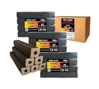 PINI Kay Briquettes de bois de chêne rectangulaires de 23 cm de long avec trou de traction - 22,5 kg - Briquettes de bois de chêne - Cheminée, four, foyer, barbecue