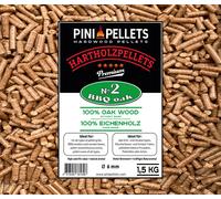 PINI pellets de bois dur 100% chêne № 2 BBQ Oak 1,5 Kg pellets pour griller, fumer, fumiger et pour four à pizza