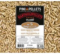 PINI pellets de bois dur 100% hêtre № 5 BBQ Beech 15 Kg de pellets pour griller, fumer et fumiger