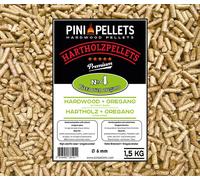 PINI pellets de bois dur № 4 BBQ Pizza Oven Oregano 1,5 Kg de pellets pour griller, fumer, fumiger et pour four à pizza