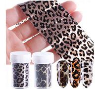 PiniceCore 1 Roll Leopard Print Nail Foil Transfer Slider Sticker Animal Starry Adhesive Nail Wrap Decal 3D Decoration Tips Manicure Random Color