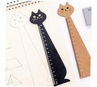 PiniceCore 15cm Chat Mignon règle Droite Outils Kawaii Bois Stationery Cartoon Dessin Bureau coréen Cadeau école de Mesure de Style aléatoire
