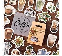 PiniceCore 46pcs / Pack Vintage Café Stickers Scrapbooking Autocollants pour Journal DIY Crafts Journal Décore