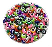 PiniceCore 50pcs 8mm Oval Shase Spacer Beads Evil Eye Perles Stripe Résine Ensemble D'entretoise pour Bijoux Collier Bracelet Collier