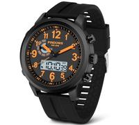 PINIDOUS Montre Numérique Sport Outdoor Militaire Multifonctionnelle Analogique étanche en Acier Inoxydable Mode Classique