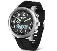 PINIDOUS Montre Numérique Sport Outdoor Militaire Multifonctionnelle Analogique Étanche en Acier Inoxydable Mode Classique