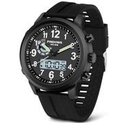 PINIDOUS Montre Numérique Sport Outdoor Militaire Multifonctionnelle Quartz Analogique Étanche en Acier Inoxydable Mode Classique