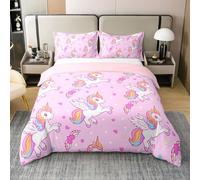 Pinik - Parure de lit 3 pièces 100 % coton avec housse de couette pour enfants, femmes, hommes, décoration de chambre, housse de couette à imprimé étoiles et amour, pour très grand lit, 2 taies