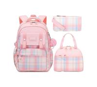 (Pink 3pcs Set)Girls Backpack, Ideal School Backpack for Girls from Elementary to Teen Years, Kawaii Bookbag Cute Large Capacity