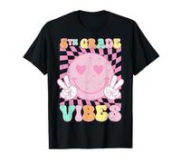 Pink 5th Grade Vibes Smile Face Back to School Cinquième année T-Shirt