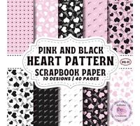 Pink And Black Hearts Patterns Scrapbook Paper Vol 01: Double-Sided Sheets for Crafting & Scrapbooking Decorative Crafts, Origami & Wrapping Papers.