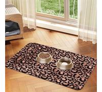 Pink and Black Leopard Print Decoupage,Waterproof Pet Feeding Mat,PU Leather Placemats for Cat Dog Water Bowl,Food Mats,40x60cm