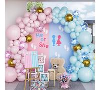 Pink And Blue Balloon Arch Kit, 123Pcs Garland Balloons Gender Reveal Blue Pink Confetti Metallic Gold For Kids Girls Birthday Parties Baby Shower Reveal Gender Decoration
