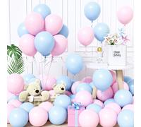Pink And Blue Balloons, 60 Pieces 12 Inches Pastel Balloons Macaroon Pink Blue Boy Girl Revelation Gender Reveal Baby Shower Wedding Birthday Proposal Baby Bridal Shower Decoration