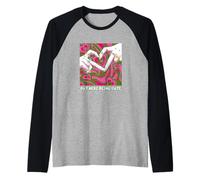 Pink and Green Out Here Being Cute v2 Graphique vert et rose Manche Raglan