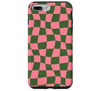 Pink and Green Wavy Checkered Checker Checkerboard Aesthetic Coque pour iPhone 7 Plus/8 Plus