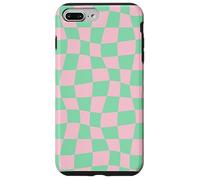 Pink and Green Wavy Checkered Checker Checkerboard Aesthetic Coque pour iPhone 7 Plus/8 Plus