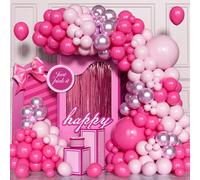 Pink And Hot Pink Balloon Arch Kit, 120 Pcs Garland Balloons Dark Pink Pastel Fuchsia For Girls Princess Theme Decoration Birthday Party Baby Shower Engagement Birthday Wedding
