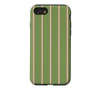 Pink and Olive Green Stripes Thin Vertical Lines Pattern Coque pour iPhone SE (2020) / 7/8