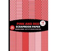 Pink and Red Scrapbook Paper: Double Sided Geometric Patterns 24 Sheets of Two Colors Designs for Crafts - 12 Designs - 2 Sheets/Design - 8.5"x11"