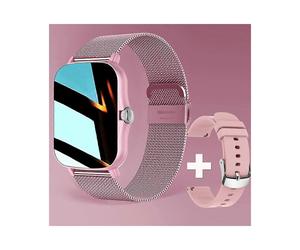 (Pink and strap)New 2023 Smart Watch Women Men Smartwatch Dial Call Square Smart Clock For Android IOS Fitness Tracker Trosmart Brand Y13