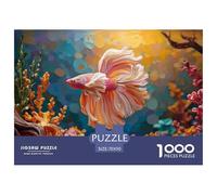 Pink and White Betta Fish 1000 Pcs Carton Extra-épais Coffret De Puzzles Siamese Fighting Fish Stimulant Et Éducatif Jeu Familial Puzzles pour Adultes Et Enfants 70x50cm/1000pcs