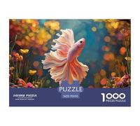 Pink and White Betta Fish 1000 Pièces Carton Extra-épais Coffret De Puzzles Siamese Fighting Fish Stimulant Et Éducatif Jeu Familial Puzzles pour Adultes Et Enfants 70x50cm/1000pcs