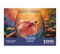 Pink and White Betta Fish 1000 Pièces Carton Premium Coffret De Puzzles Siamese Fighting Fish Anti-Stress Défi Unique Puzzles As Birthday Gifts 52x38cm/1000pcs