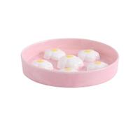 (Pink and white) Slow Eating Cats Bowl Hand Drawn Flower Art Promotes Safe Feeding Slow Eating Speed Hand Painted Bowl yellow purple