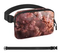 Pink Art Sac banane avec sangle réglable pour homme et femme Motif fleurs de cerisier, Multicolore 01., 1.5x9.0x5.9in/4x23x15cm