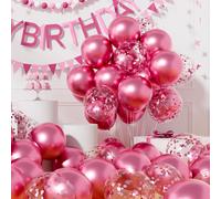 Pink Balloon Confettis: 50 Pieces 12 Inch Pink Birthday Balloons Helium Balloons Girl Woman Inflatable Balloon Decoration Wedding Bachelorette Party Gender Reveal Baby Shower