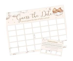 Pink Bee Party Guess The Date Baby Shower Activity in Teddy Thème