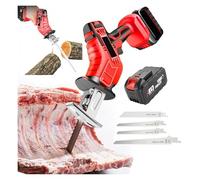 Pink Beryl Scie électrique portative à os - lumière LED + 4 lames, scie Alternative à batterie - alimentée par batterie Lithium 6.0 Ah, pour os, viande, bois, métal, plastique