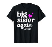 Pink Big Sister Again Announcement 2026 Older Sister to Be T-Shirt