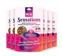 PINK Biscuits Croquants pour Chat 6 × 100 g - Snack croustillant poulet Crispy Crunch, friandises pour chats double texture avec coque croquante & farce crémeuse | 24,72 % Protéines - Marque Canadienn