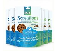 PINK Biscuits Croquants pour Chat 6 × 100 g- Snack croustillant saumon Crispy Crunch, friandises pour chats double texture avec coque croquante & farce crémeuse | 24,72 % Protéines - Marque Canadienne