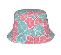 Pink Blue Citrus Slices Chapeau cloche unisexe pour adulte, non rétractable, léger, respirant, pliable, facile à ranger, noir, taille unique