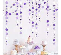 Pink Blume 46Ft Guirlande de Pois Violets et Blancs à Suspendre en Papier à Pois pour Anniversaire Fiançailles Mariage Douche Nuptiale Saint Valentin Bapteme décorations de fête à thème Lilas