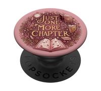 Pink Bookish Just One More Chapter Book Reading Romance PopSockets PopGrip Adhésif