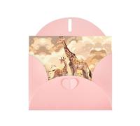 Pink BROLEO Carte de vœux avec imprimé mère et enfant Motif girafe pour Noël, anniversaire, Saint-Valentin, anniversaire de mariage et invitations à une fête