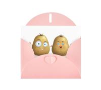 Pink BROLEO Carte de vœux Motif pommes de terre tenant la main Pour Noël, anniversaire, Saint-Valentin, anniversaire de mariage et invitations de fête