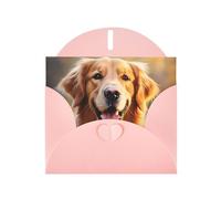 Pink BROLEO Carte de vœux pour Noël, anniversaire, Saint-Valentin, anniversaire de mariage et invitations de fête Motif chien Golden Retriever