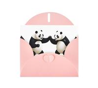 Pink BROLEO Pandas Fighting in the Ring Carte de vœux pour Noël, anniversaire, Saint-Valentin, anniversaire de mariage et invitations à une fête