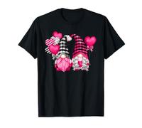 Pink Buffalo Plaid and Heart Balloons Valentine's GNOME T-Shirt