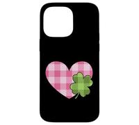 Pink Buffalo Plaid Heart for St. Paddys Day Green Shamrock Coque pour iPhone 14 Pro Max