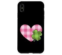 Pink Buffalo Plaid Heart for St. Paddys Day Green Shamrock Coque pour iPhone XS Max