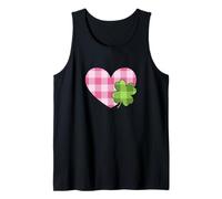 Pink Buffalo Plaid Heart for St. Paddys Day Green Shamrock Débardeur